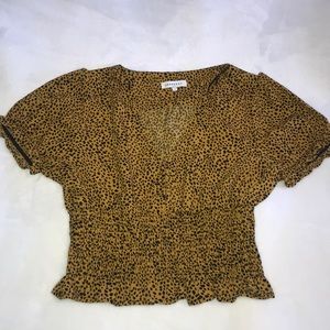 Smocked Animal Print Top